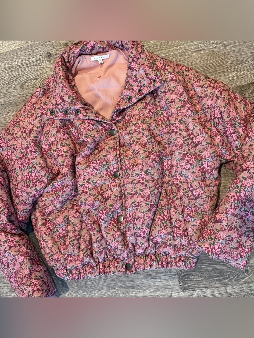Pink Floral Puffer Jacket